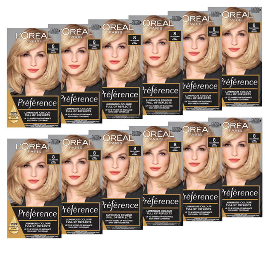 12x L'Oreal Paris Preference Permanent Hair Colour 8 California Light Blonde