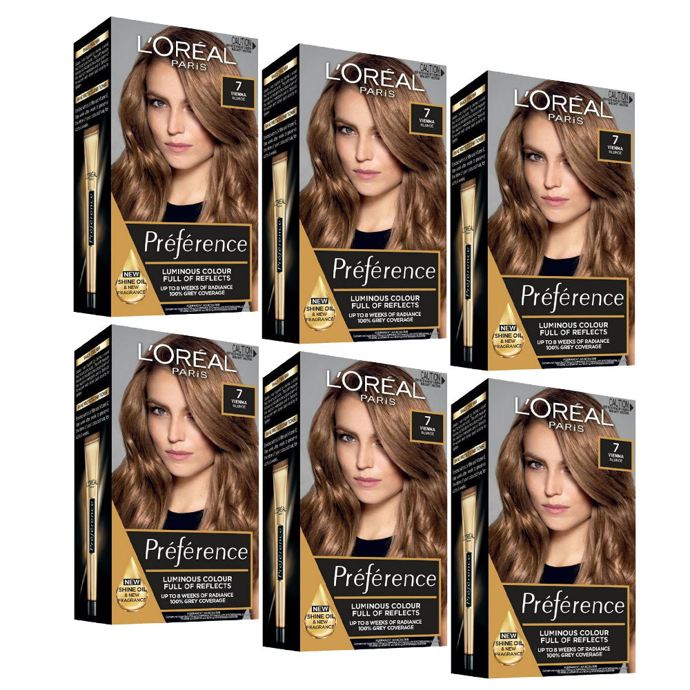 6x L'Oreal Paris Preference Permanent Hair Colour 7 Vienna Blonde