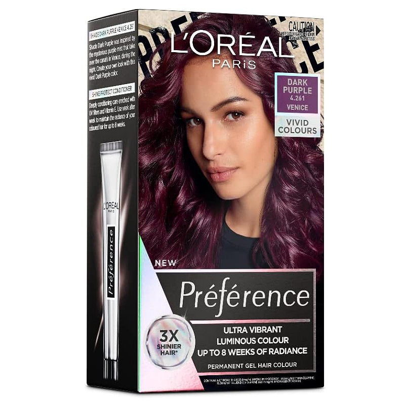 3x L'Oreal Paris Preference Vivids Permanent Hair Colour 4.261 Dark Purple