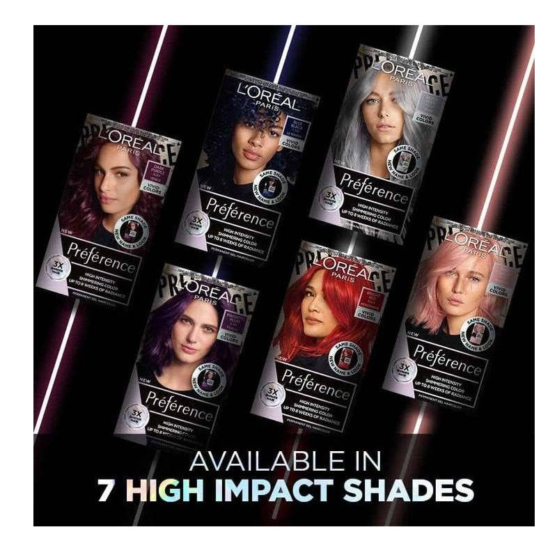 3x L'Oreal Paris Preference Vivids Permanent Hair Colour 4.261 Dark Purple