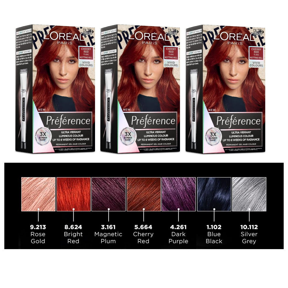 6x L'Oreal Paris Preference Vivids Permanent Hair Colour 5.664 Cherry Red Notting Hill