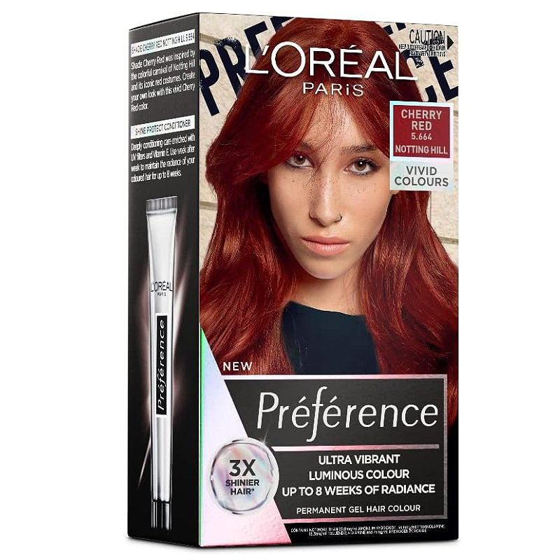 3x L'Oreal Paris Preference Vivids Permanent Hair Colour 5.664 Cherry Red Notting Hill