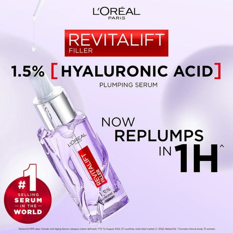 6x L'Oreal Paris Revitalift Filler Hyaluronic Plumping Serum 15mL