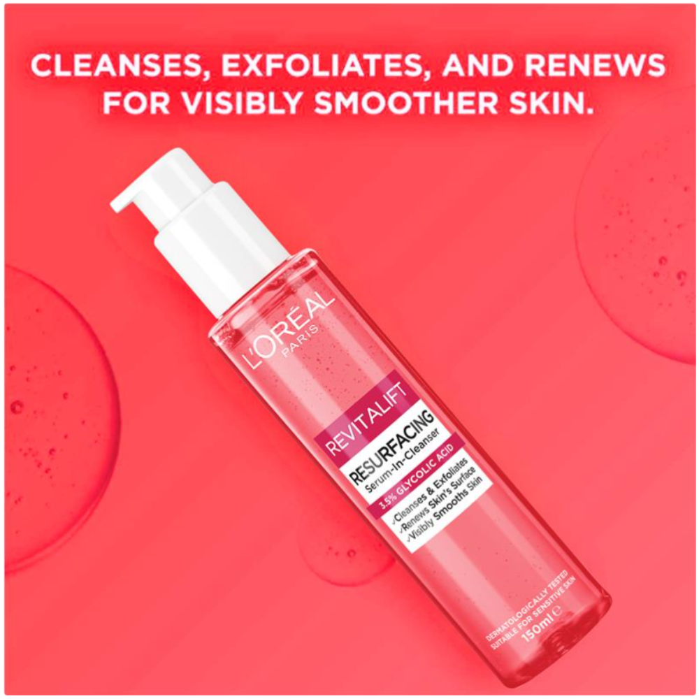 3x L'Oreal Paris Revitalift Resurfacing Serum in Cleanser 150ml