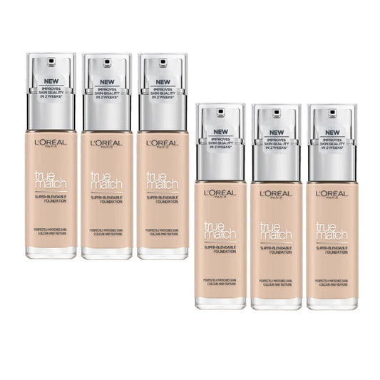 6x L'Oreal True Match Liquid Foundation 2.R / 2.C Cool Rose