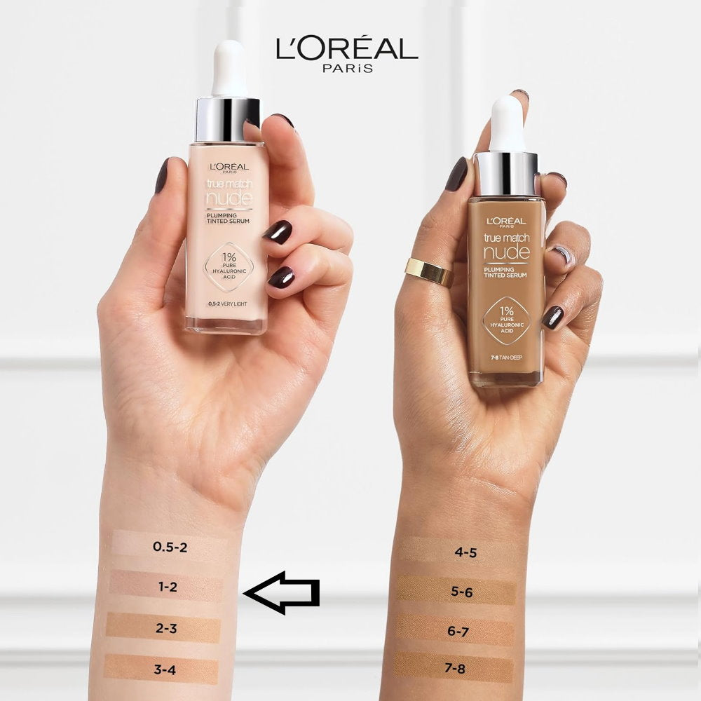 3x L'Oreal Paris True Match Nude Plumping Tinted Serum 30ml 1-2 Rosy Light