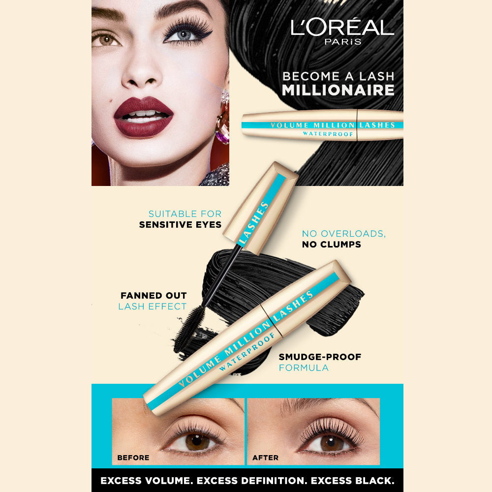 L'Oreal Paris Volume Million Lashes Waterproof Mascara 9ml Black