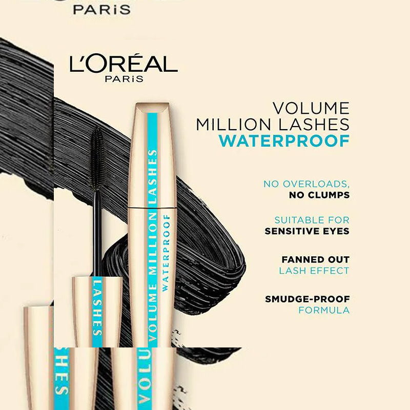 3x L'Oreal Paris Volume Million Lashes Waterproof Mascara 9ml Black