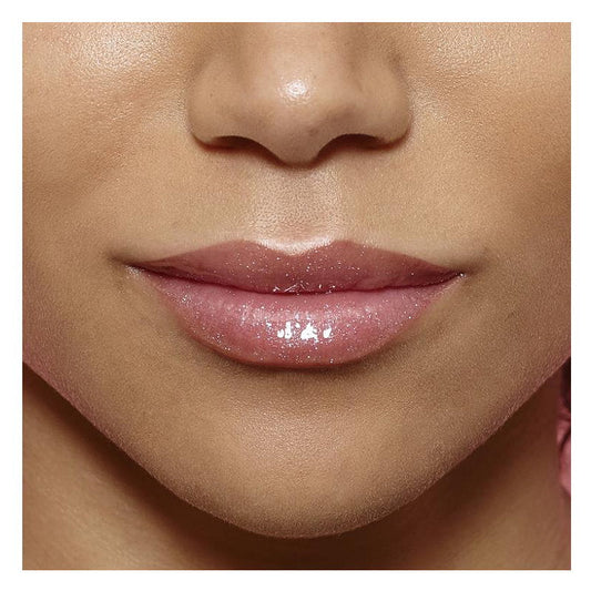 Close-up of a person's lips with a glossy lip color L'Oreal Paris Glow Paradise Plumping Lip Gloss - 406 I Amplify