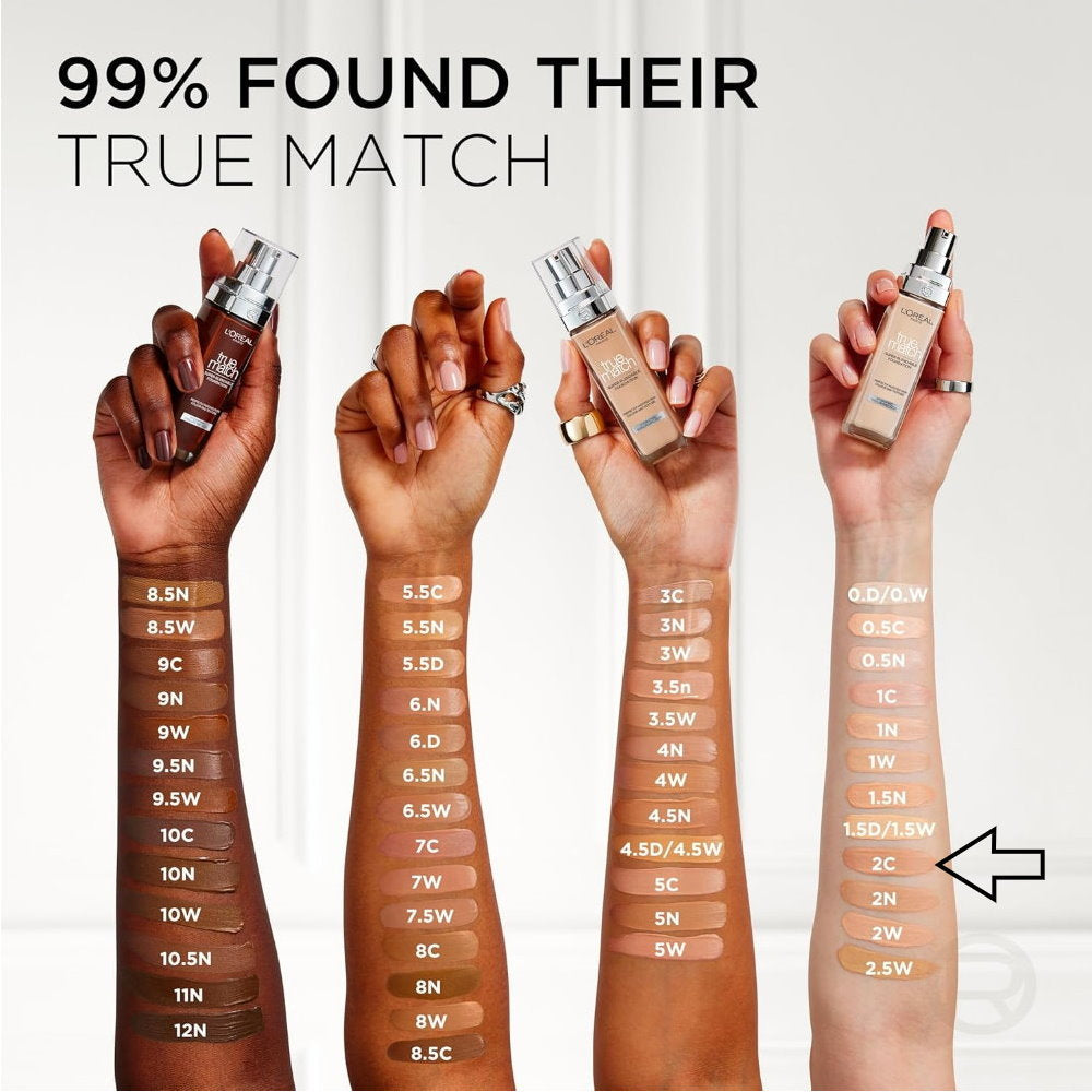 6x L'Oreal Paris True Match Liquid Foundation 2.R/2.C Cool Rose