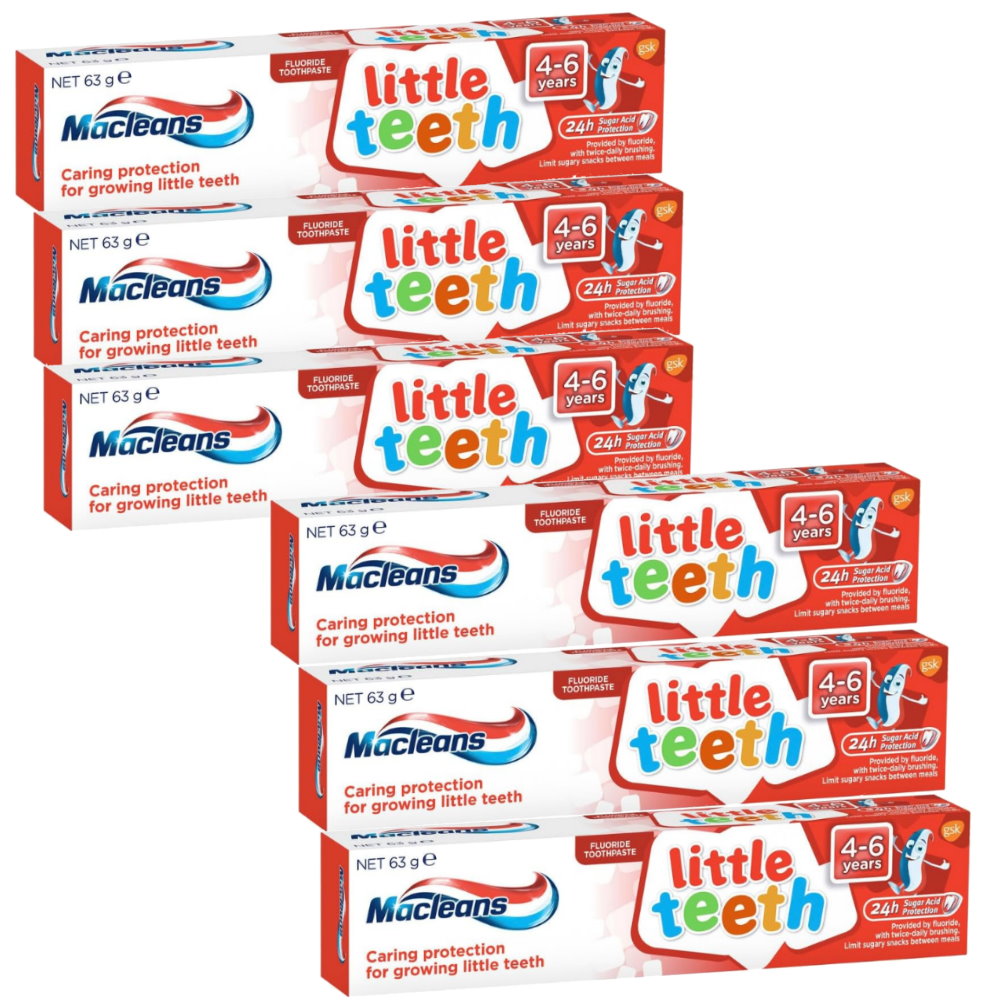 7pk Macleans Little Teeth Shark Toothbrush plus Toothpaste 4-6 years