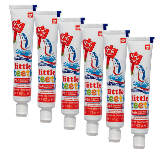 7pk Macleans Little Teeth Shark Toothbrush plus Toothpaste 4-6 years