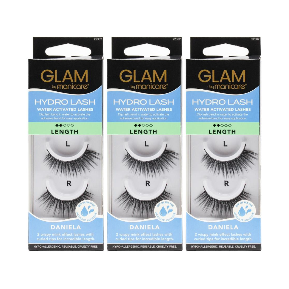 3x Manicare Glam Hydro Lash Water Activated Lashes Length 82 Daniela