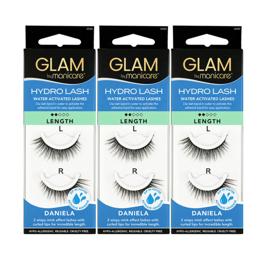 3x Manicare Glam Hydro Lash Water Activated Lashes Length 82 Daniela