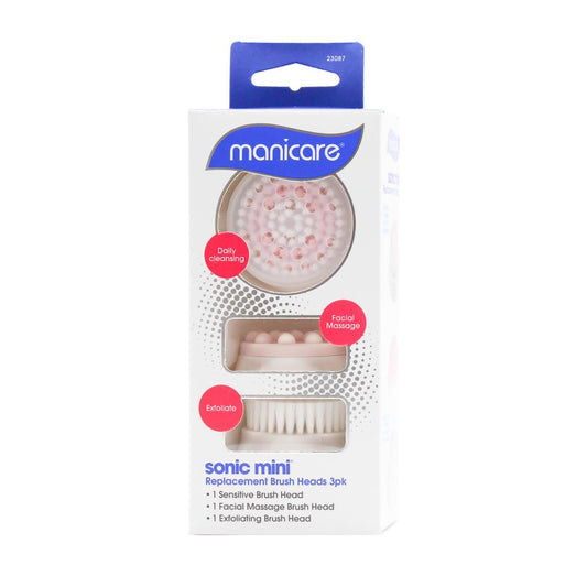 3x Manicare Sonic Mini Facial Cleanser Replacement Brush Heads 3 Pack