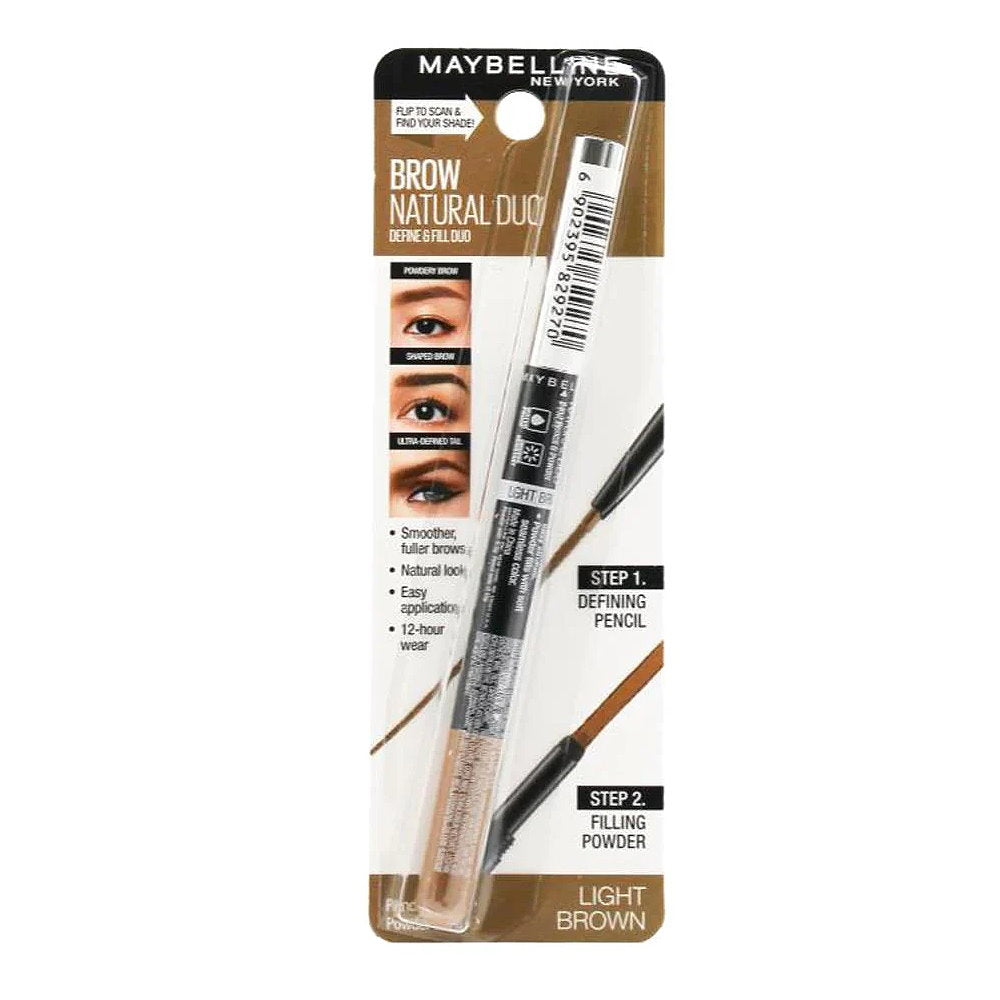 Maybelline Brow Natural Duo Define & Fill Duo Light Brown - Buy Online in Australia