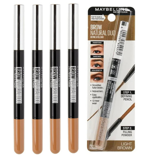 Buy 4pk Maybelline Brow Natural Duo Define & Fill Duo Light Brown - Makeup Australia Buy Online