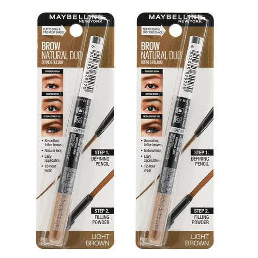 2pk Maybelline Brow Natural Duo Define & Fill Duo Light Brown - Makeup Australia Buy Now