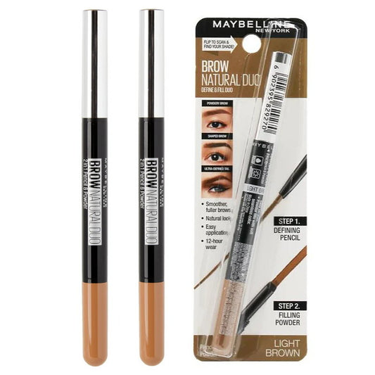 2pk Maybelline Brow Natural Duo Define & Fill Duo Light Brown - Makeup Australia Buy Now