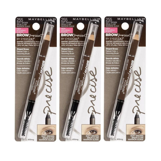 3 x Maybelline Brow Precise Eyebrow Pencil 255 Soft Brown