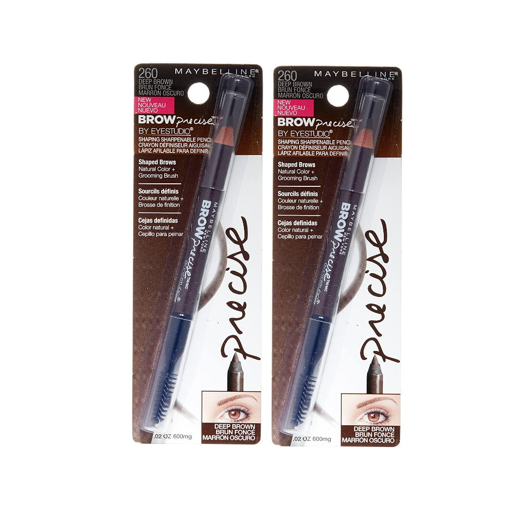 2x Maybelline Brow Precise Eyebrow Pencil 260 Deep Brown