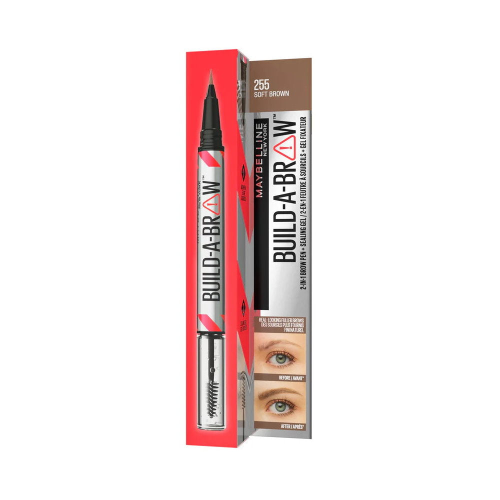 Maybelline Build A Brow 2 in 1 Pen Sealing Gel Eyebrow 255 Soft Brown