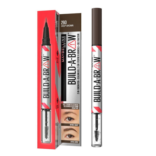 Maybelline Build A Brow 2 in 1 Pen Sealing Gel Eyebrow 260 Deep Brown