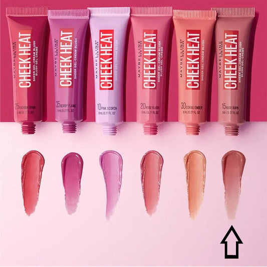 12x Maybelline Cheek Heat Sheer Gel Cream Blush 8ml 15 Nude Burn