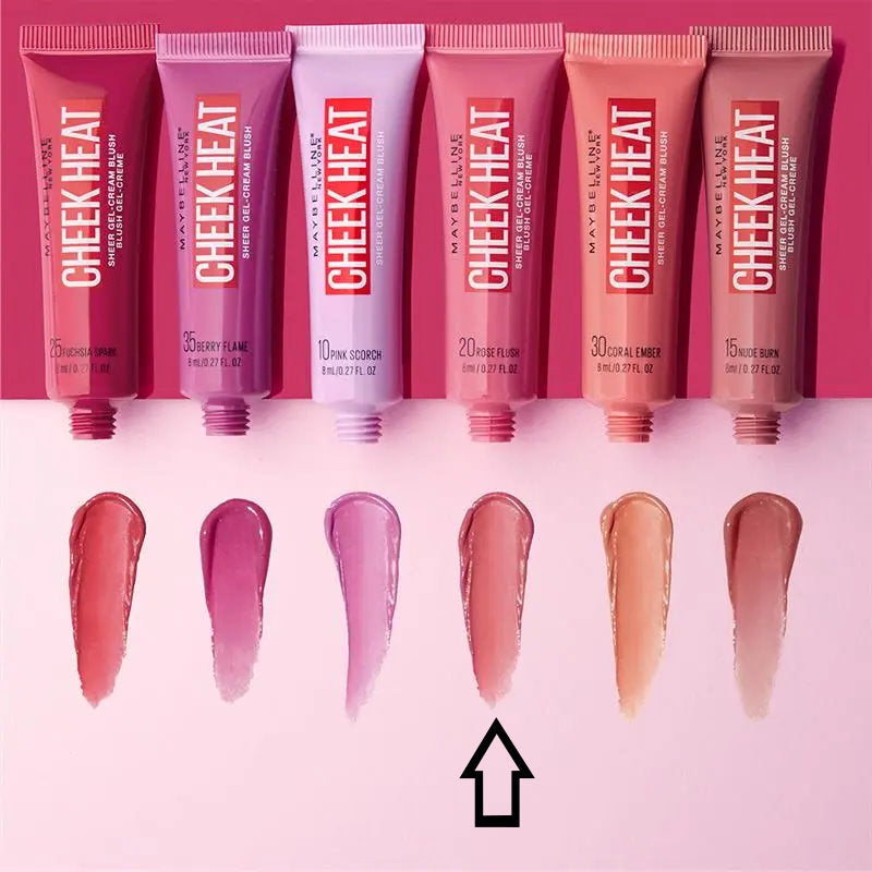 6x Maybelline Cheek Heat Sheer Gel Cream Blush 8ml 20 Rose Flush