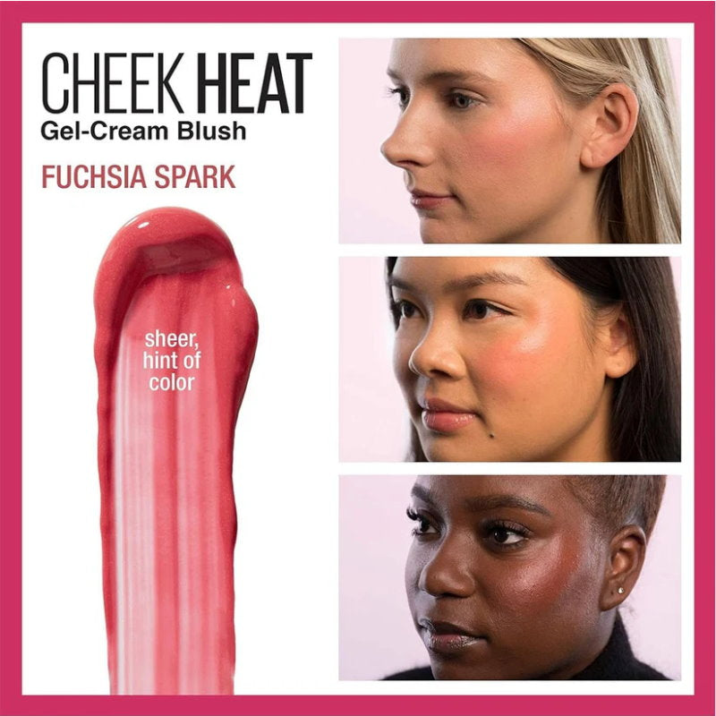 12x Maybelline Cheek Heat Sheer Gel Cream Blush 8ml 25 Fuchsia Spark