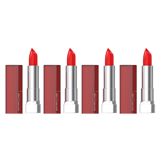 4x Maybelline Color Sensational Cream Lipstick 895 On Fire Red 4.2g