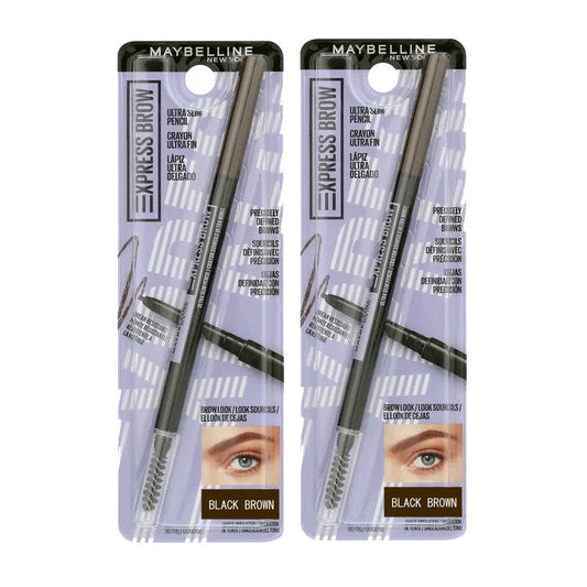 2x Maybelline Express Brow Ultra Slim Eyebrow Pencil 90mg Black Brown