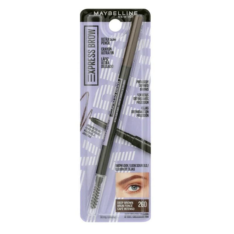 2x Maybelline Express Brow Ultra Slim Eyebrow Pencil 90mg Deep Brown