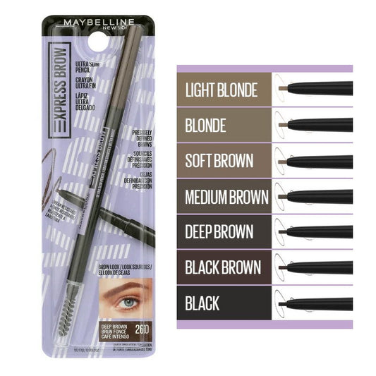 12x Maybelline Express Brow Ultra Slim Eyebrow Pencil 90mg Deep Brown