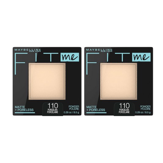 2x Maybelline Fit Me Matte & Poreless Pressed Powder 110 Porcelain 8.5g