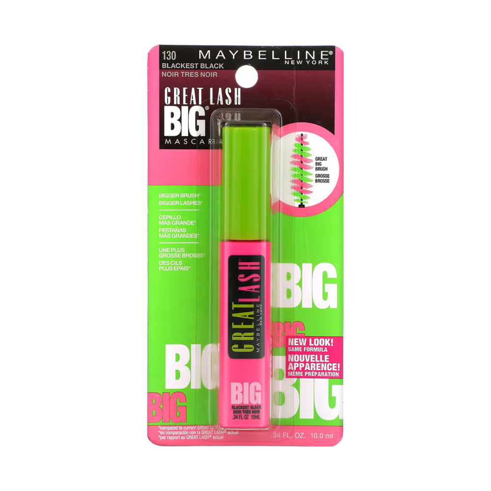 6x Maybelline Great Lash Big Mascara 10ml 130 Blackest Black