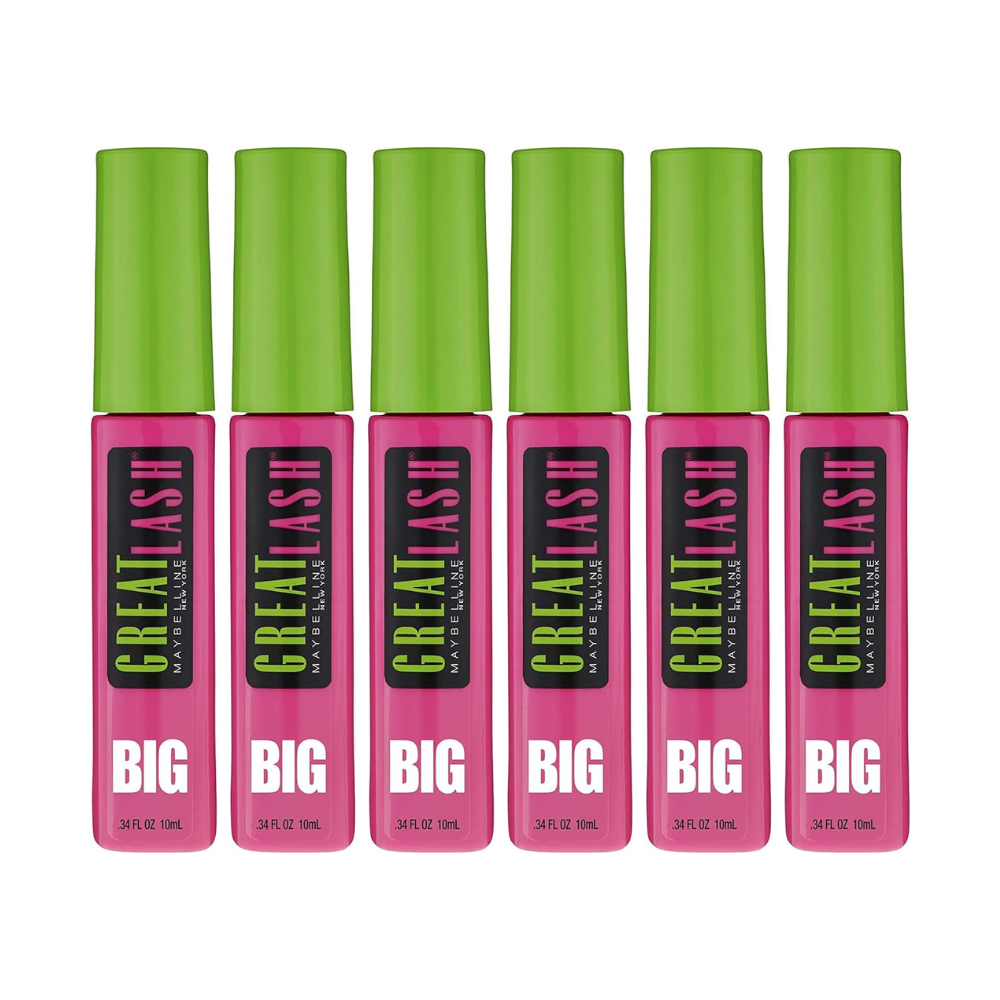 6x Maybelline Great Lash Big Mascara 10ml 130 Blackest Black