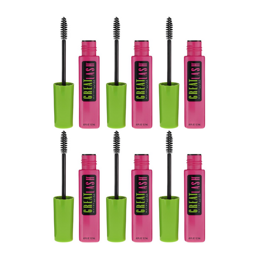6x Maybelline Great Lash Washable Mascara 101 Very Black 12.7ml