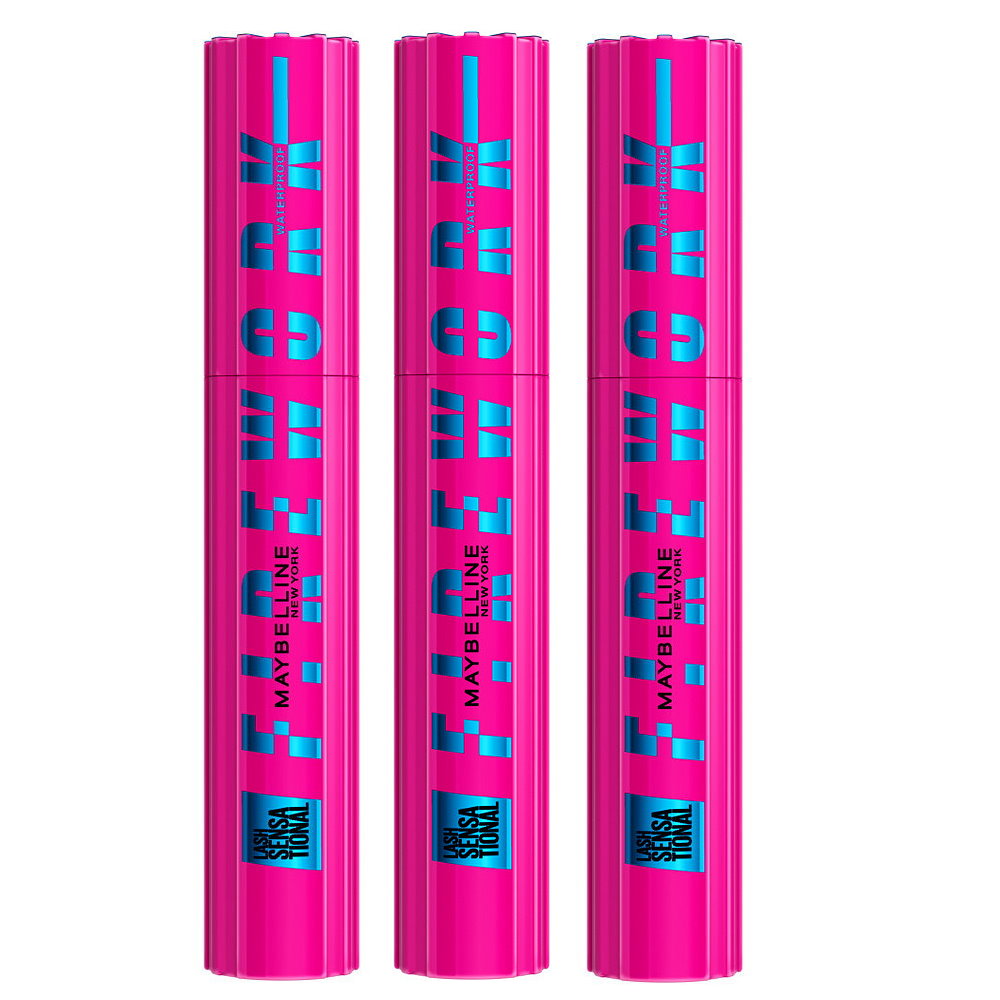 3x Maybelline Lash Sensational Firework Waterproof Mascara 8.75ml Black