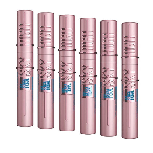 6x Maybelline Lash Sensational Sky High Waterproof Mascara - 01 Very Black