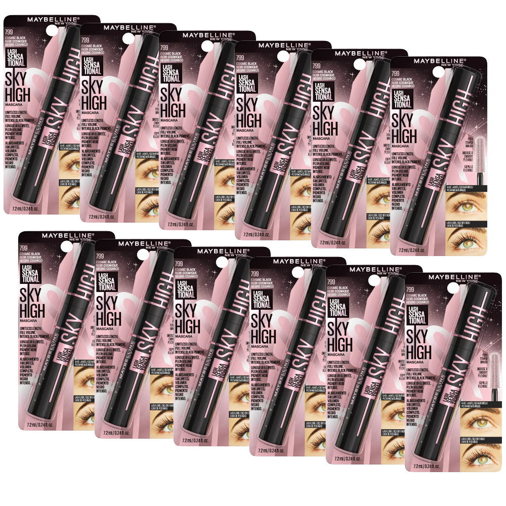 12x Maybelline Lash Sensational Sky High Mascara 7.2ml 799 Cosmic Black (carded)