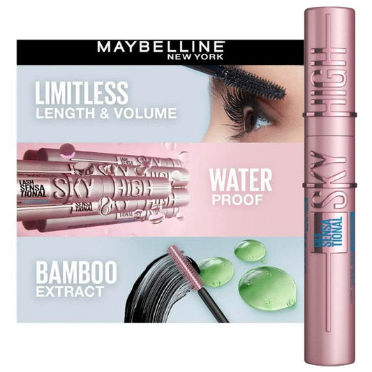 3x Maybelline Lash Sensational Sky High Waterproof Mascara 6ml 01 Very Black