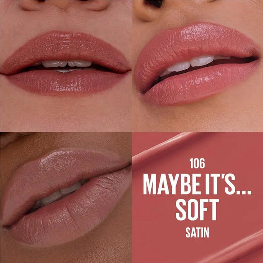 3x Maybelline Moisturising Serum Lipstick 106 Maybe It's Soft Satin
