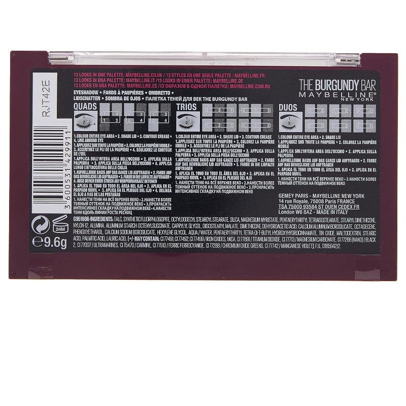 Maybelline New York Burgundy Bar Eyeshadow Palette 9.6g