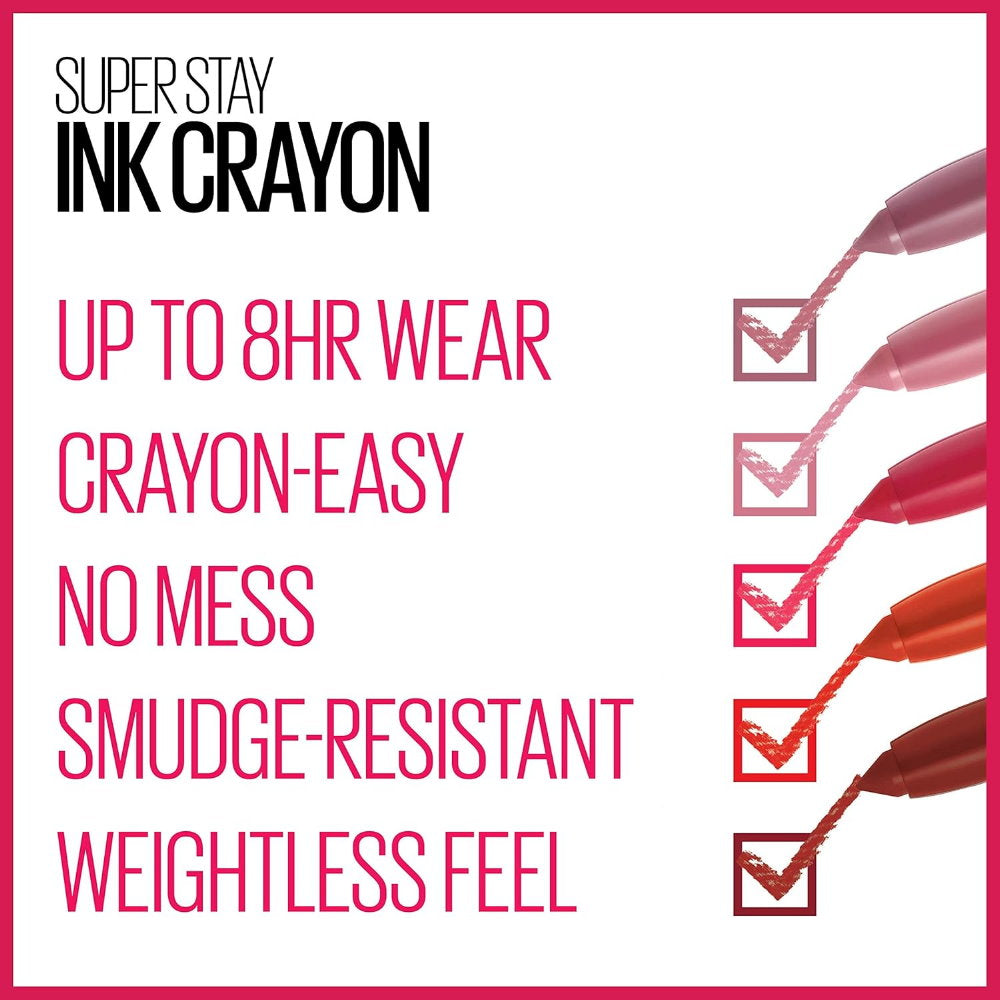 6x Maybelline Superstay Ink Crayon Lipstick 1.2g 55 Make It Happen