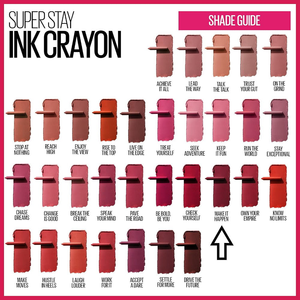 6x Maybelline Superstay Ink Crayon Lipstick 1.2g 55 Make It Happen