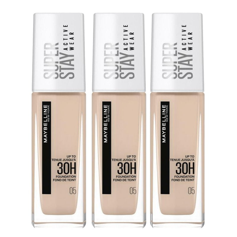 3x Maybelline Superstay 30 Hour Foundation 30ml 05 Light Beige