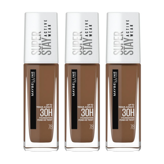 3x Maybelline Superstay 30 Hour Foundation 78 Deep Bronze