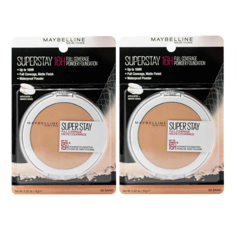 2x Maybelline Superstay Full Coverage Powder Foundation 9g 30 Sand