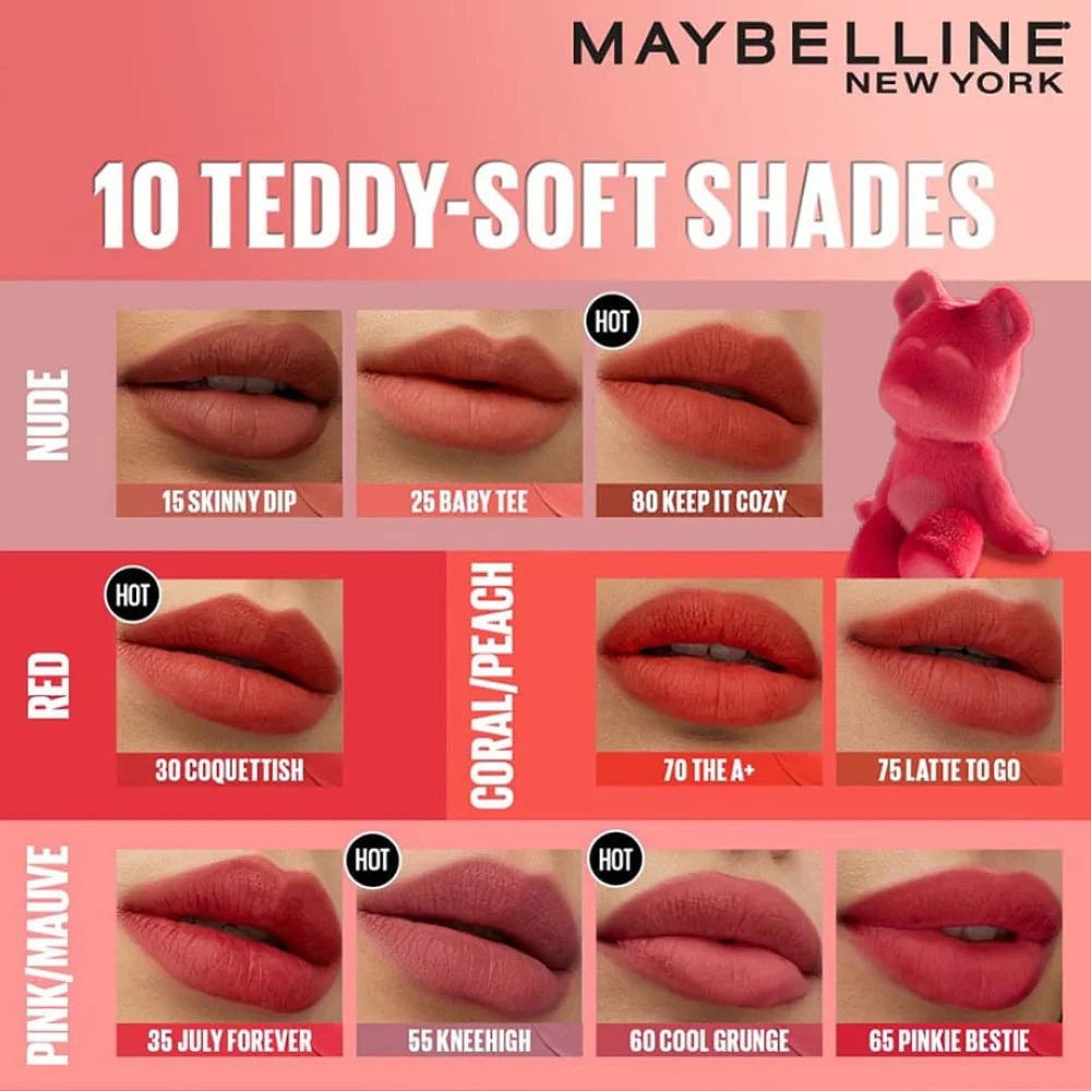 12x Maybelline Superstay Teddy Tint Creamy Matte Lip Tint 5ml 55 Knee High